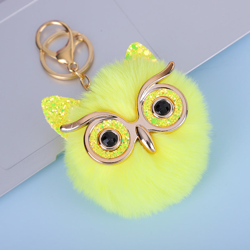 Plush Fur Owl Keychain Bag Charm