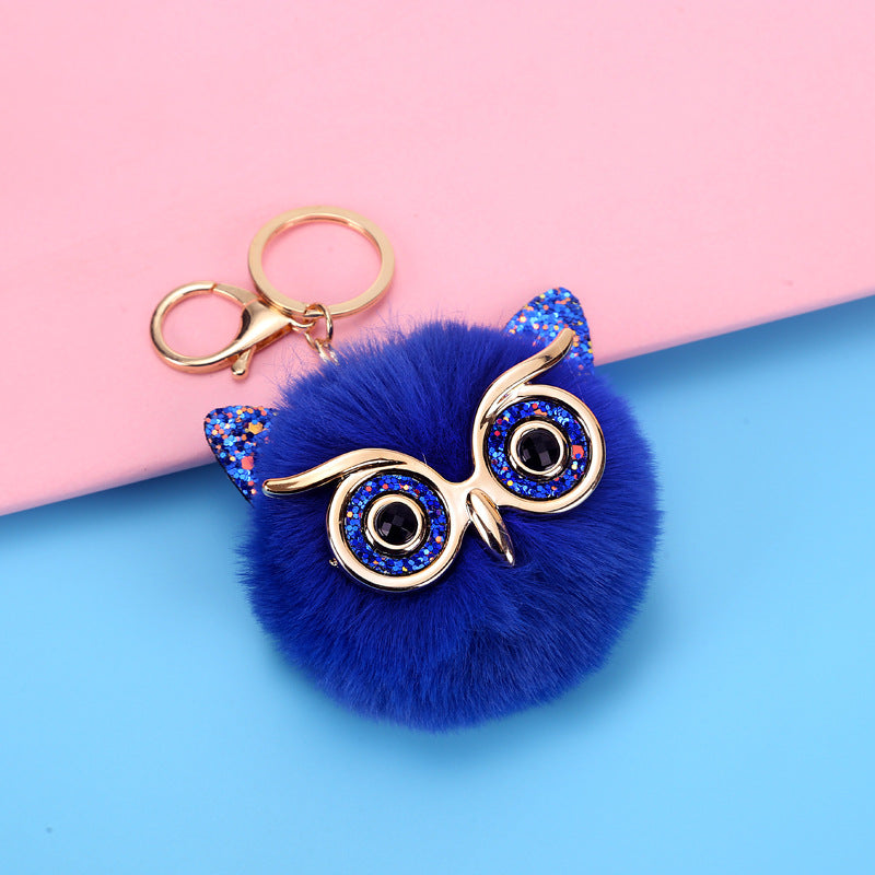 Plush Fur Owl Keychain Bag Charm