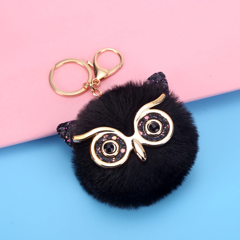 Plush Fur Owl Keychain Bag Charm