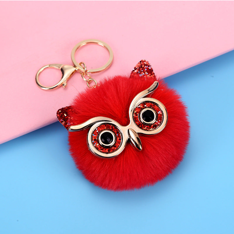 Plush Fur Owl Keychain Bag Charm